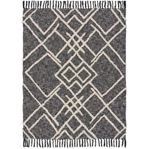 Geometric Tufted Throw Blanket / Black & White / 60"x50" / Cotton Throw Blanket